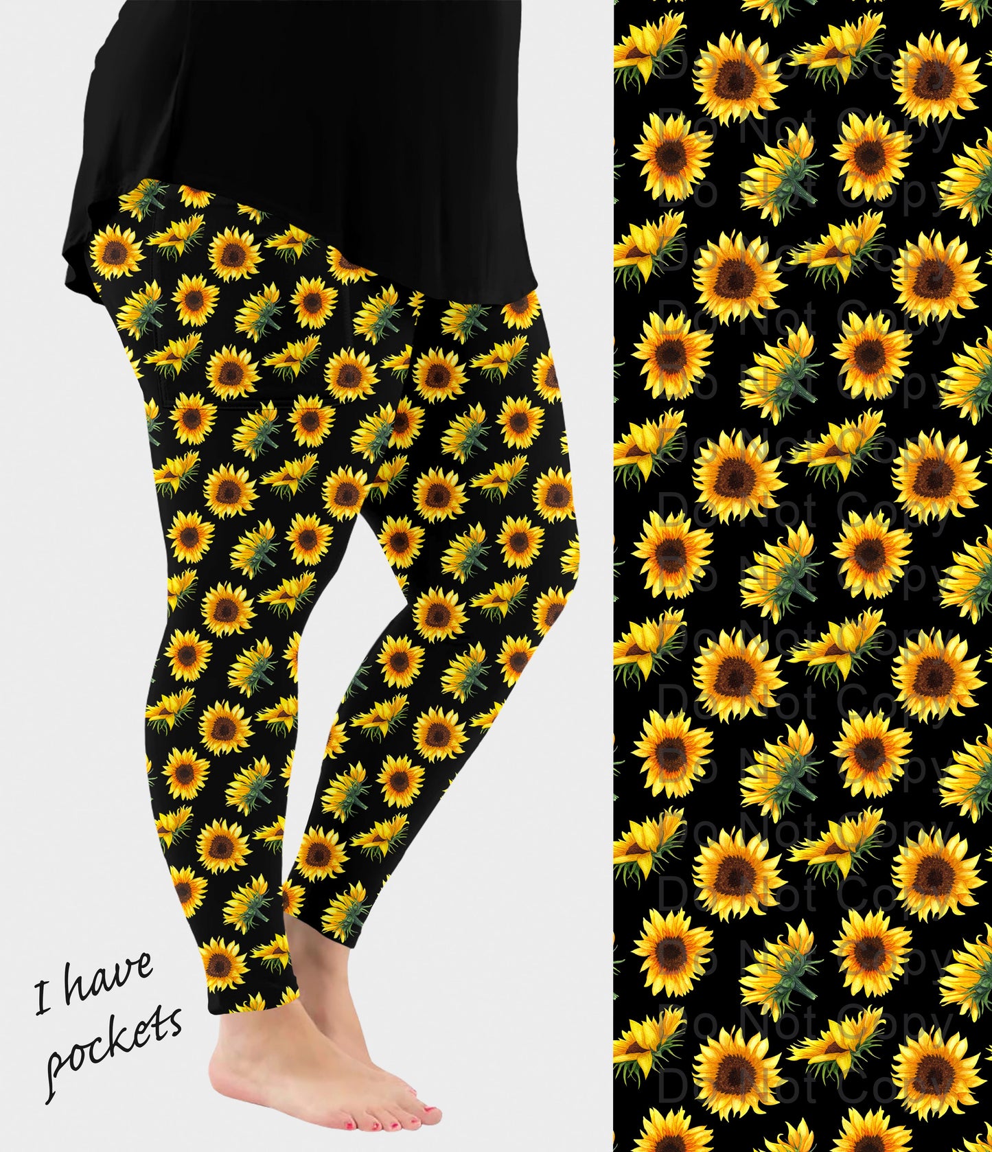RTS - Vivid Sunflowers Leggings w/ Pockets