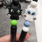 White Dragon Silicone Beaded Pen or Keychain