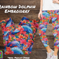 Rainbow Dolphin Embroidery Capri Length w/ Pockets