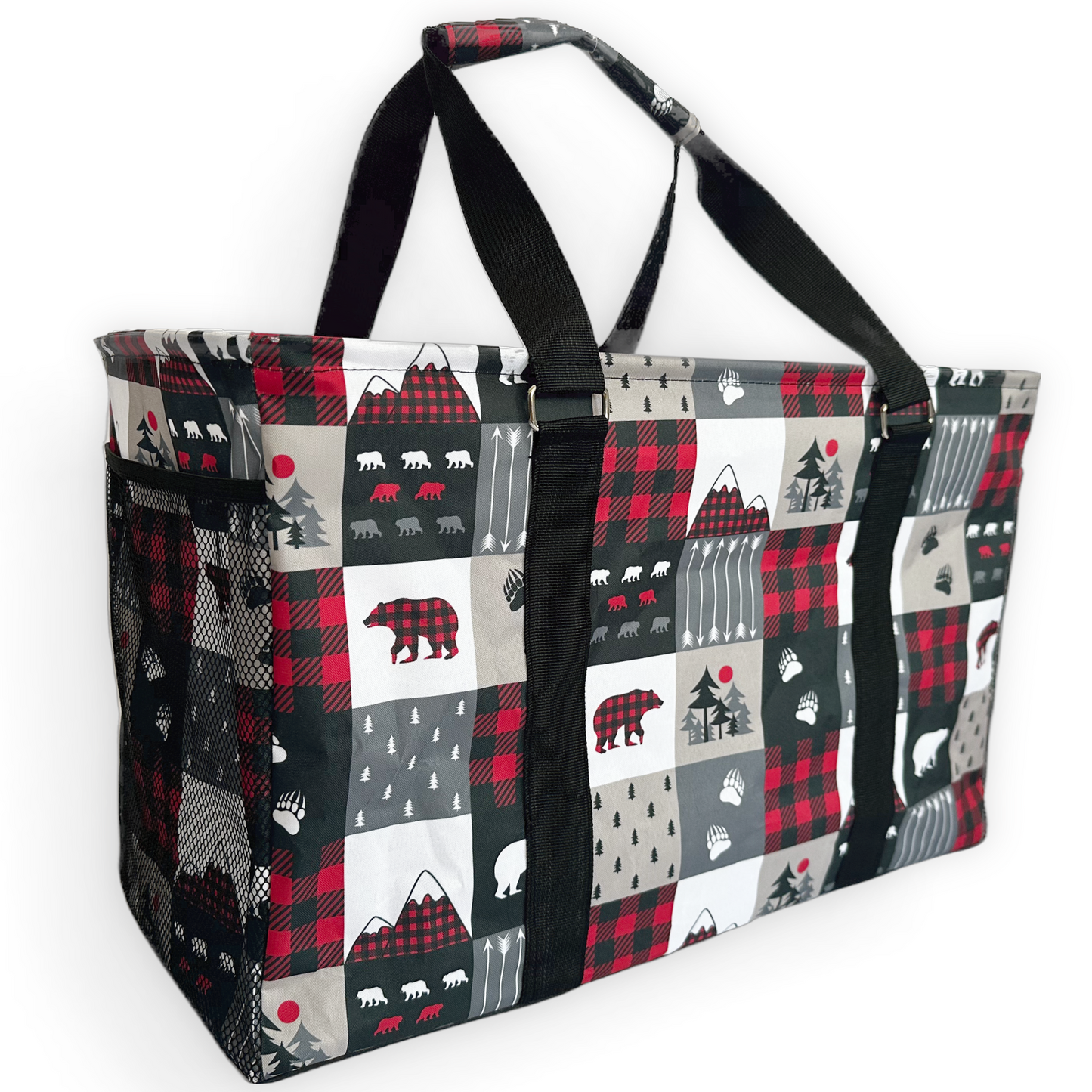 RTS - Bear Plaid Collapsible Tote