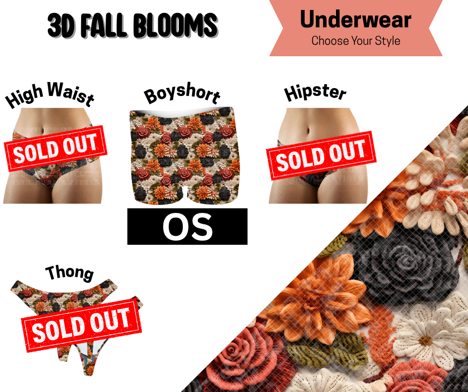 3D Fall Blooms Boyshort Underwear