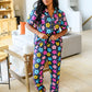 BOHO COW BUTTON UP PJ SET