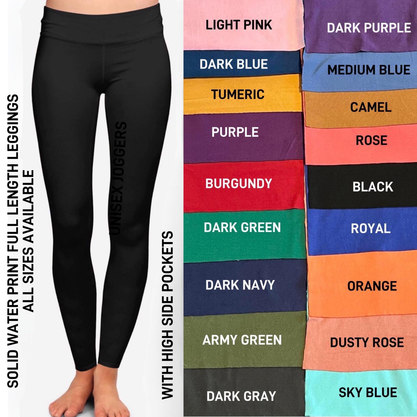 RTS - Solid Black Capris/Leggings with High Side Pockets