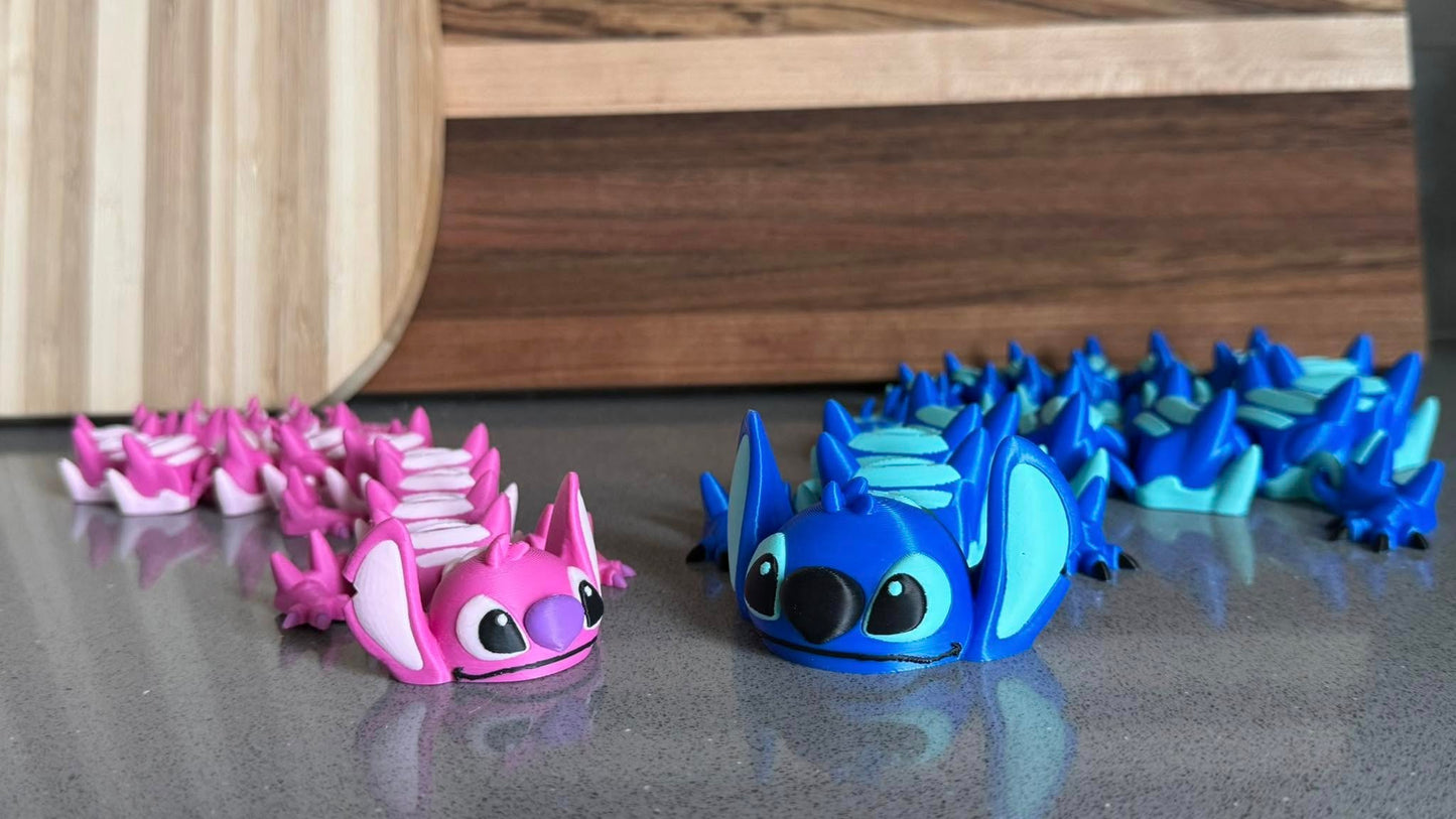 3D PRINTED BLUE ALIEN ARTICULATED DRAGON