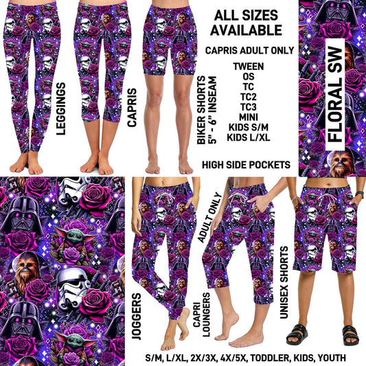 RTS - Floral SW Biker/Capris/Leggings with High Side Pockets