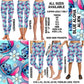RTS - Blue Aloha Alien Biker/Capris/Leggings with High Side Pockets
