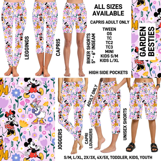 RTS - Garden Besties Biker/Capris/Leggings with High Side Pockets