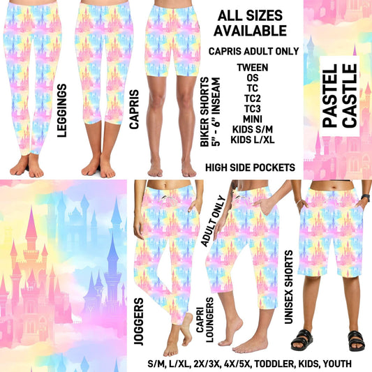 RTS - Pastel Castle Full Joggers/Capri Loungers/Unisex Shorts