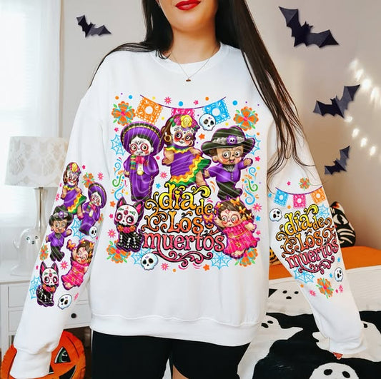 DIA DE LOS MUERTOS SWEATSHIRT W/ SLEEVE PRINT