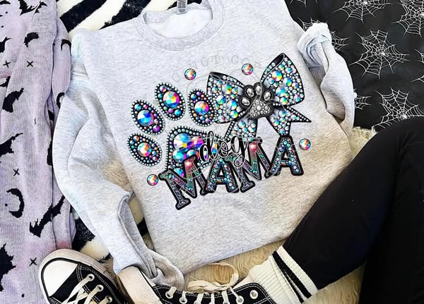 DOG MAMA BLING CREWNECK SWEATSHIRT