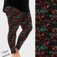 RTS - Alcohol Ink Burgundy Flowers Leggings w/ Pockets