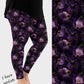 RTS - Alcohol Ink Violet Flowers Leggings w/ Pockets