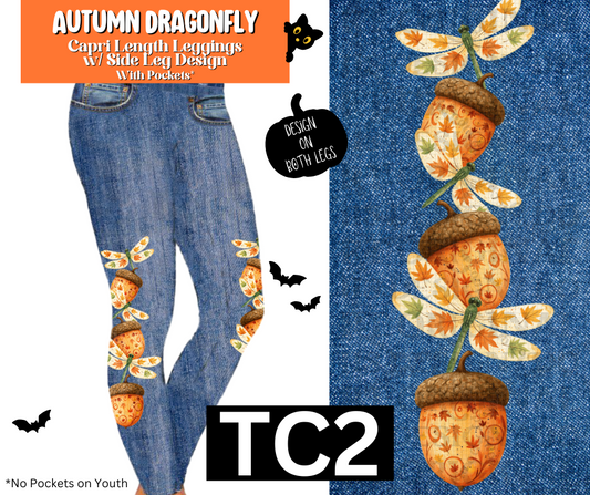 Autumn Dragonfly Full Length Faux Denim w/ Side Leg Designs