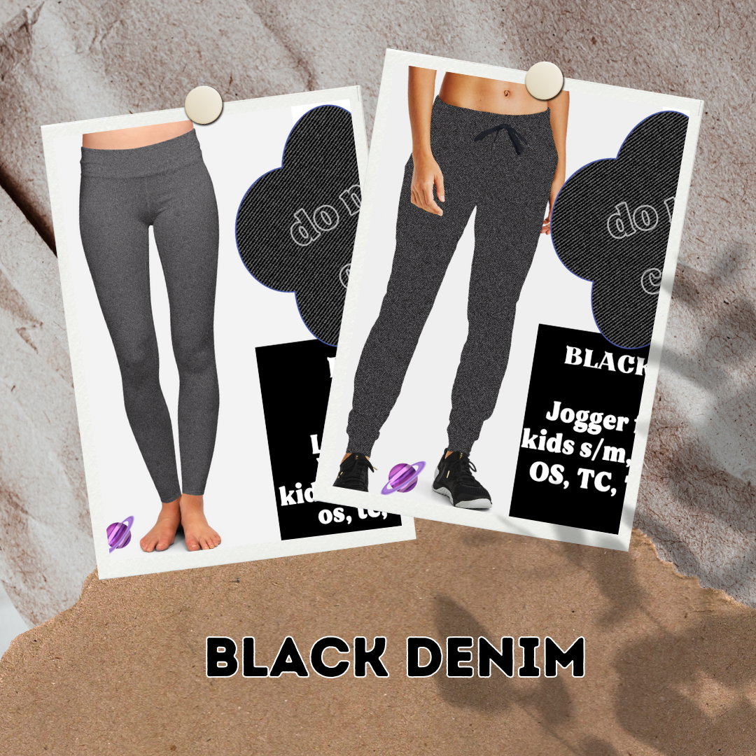 BLACK DENIM- DENIM PATTERN RUN - LEGGING/CAPRI