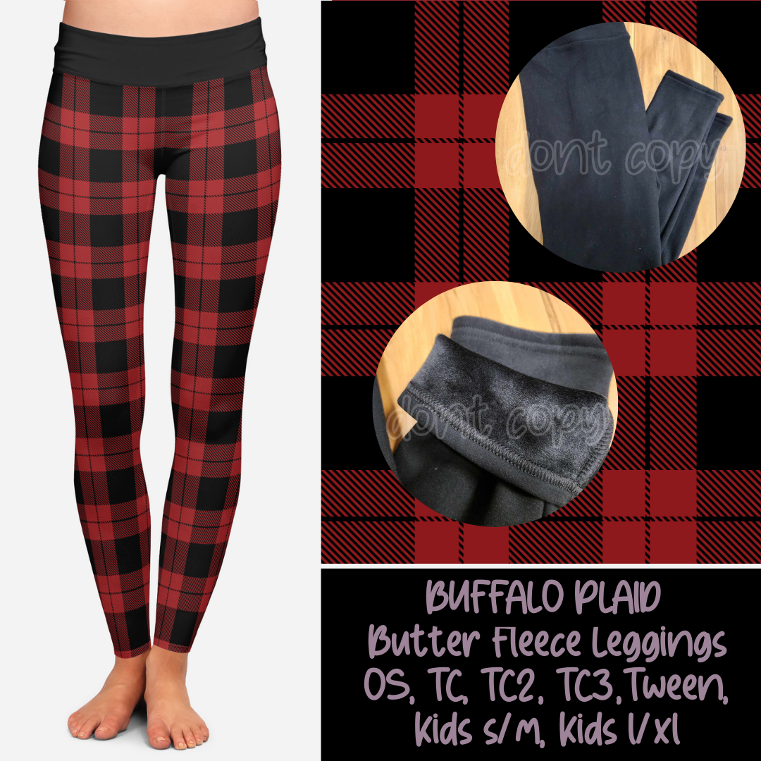 BUFFALO PLAID - BUTTER FLEECE LINED LEGGINGS