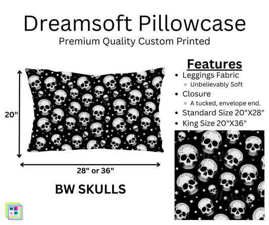BW Skulls Dreamsoft Pillowcase