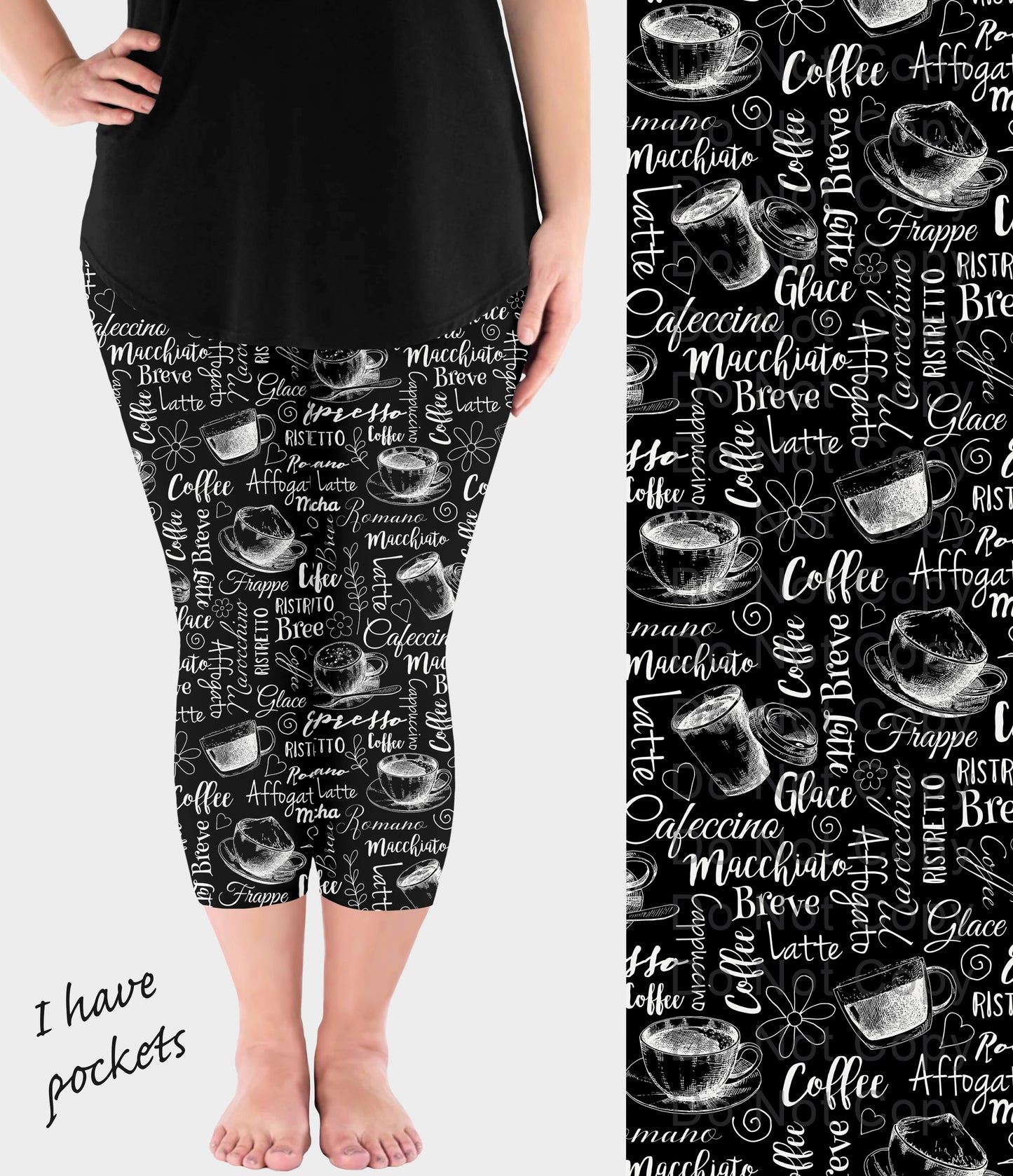 RTS - BW Coffee Capri Leggings w/ Pockets