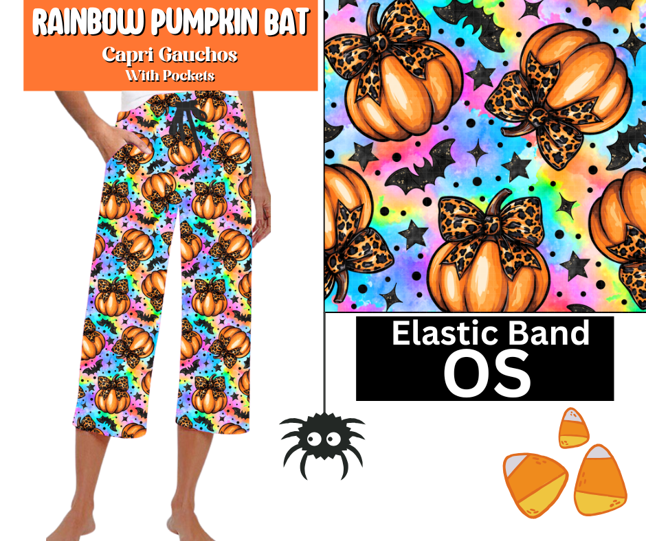 Rainbow Pumpkin Bat Capri Gauchos
