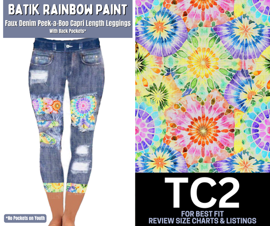 Batik Rainbow Paint Capri Faux Denim Peekaboo