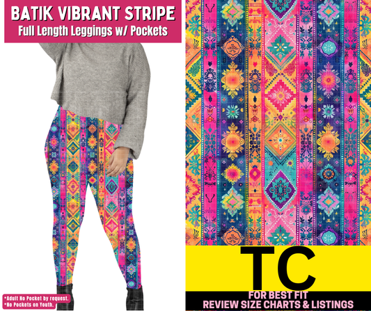 Batik Vibrant Stripe Full Length Leggings w/ Pockets
