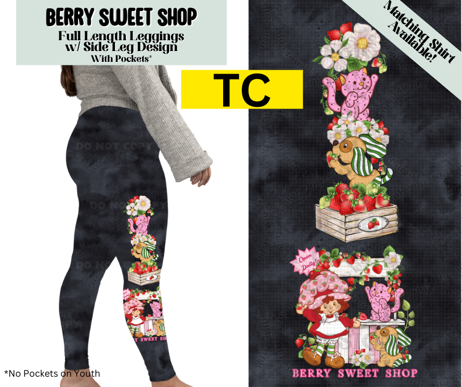 Berry Sweet Shop Full Length Leggings w/ Side Leg Designs