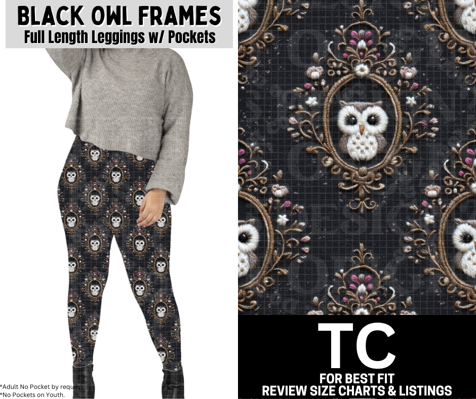Black Owl Frames Full Length Leggings w/ Pockets