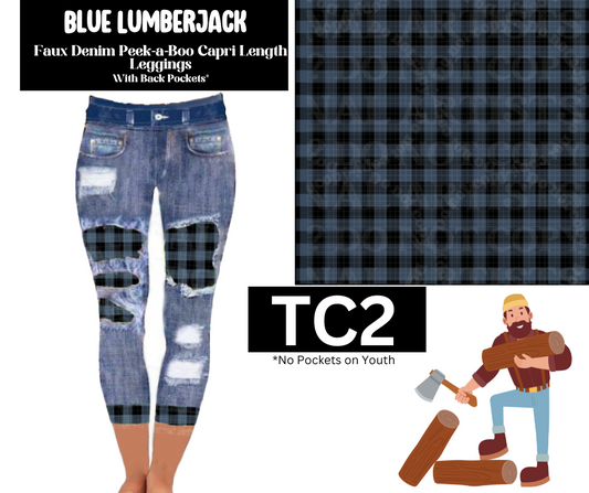 Blue Lumberjack Capri Faux Denim Peekaboo
