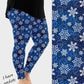 RTS - Blue Snowflake Swirl Leggings w/ Pockets