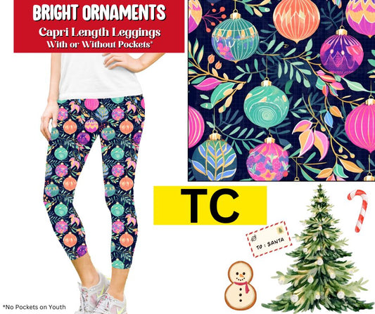 Bright Ornaments Capri Length Leggings w/ Pockets
