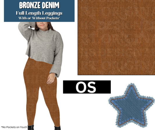 Bronze Denim Full Length Leggings w/ Pockets