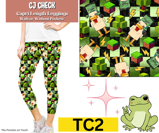 CJ Check Capri Length Leggings w/ Pockets