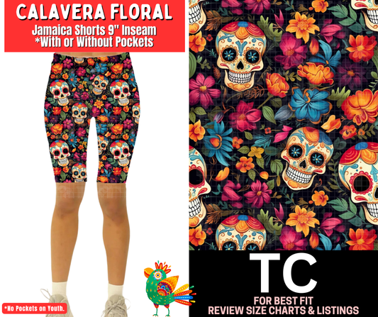 Calavera Floral Jamaica Shorts w/ Pockets