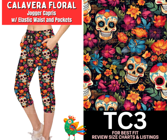 Calavera Floral Jogger Capri