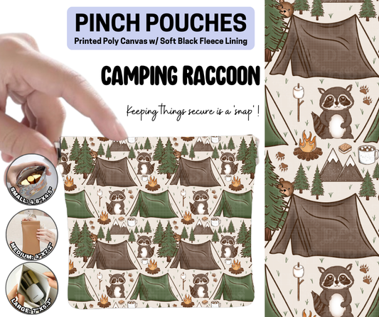 Camping Raccoon Pinch Pouches