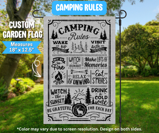 Camping Rules Garden Flag