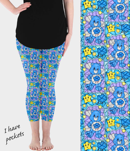 RTS - Care Glass Blue Capri Leggings w/ Pockets