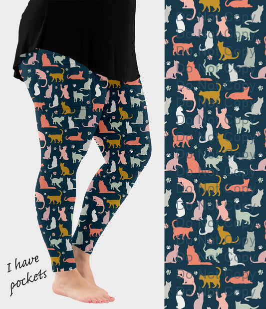 RTS - Cat Silhouette Leggings with Pockets