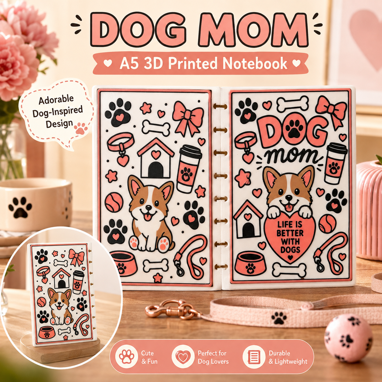 DOG MOM- 3D PRINTED REFILLABLE NOTEBOOK