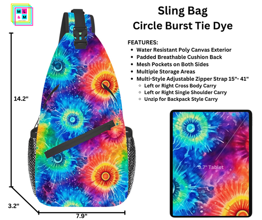 Circle Burst Tie Dye Sling Bag
