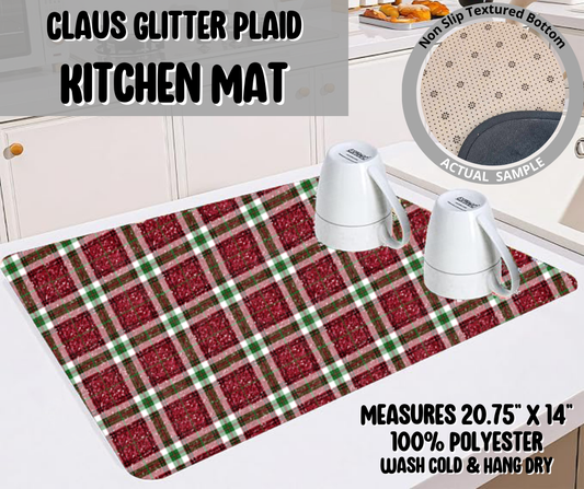 Claus Glitter Plaid Kitchen Mat