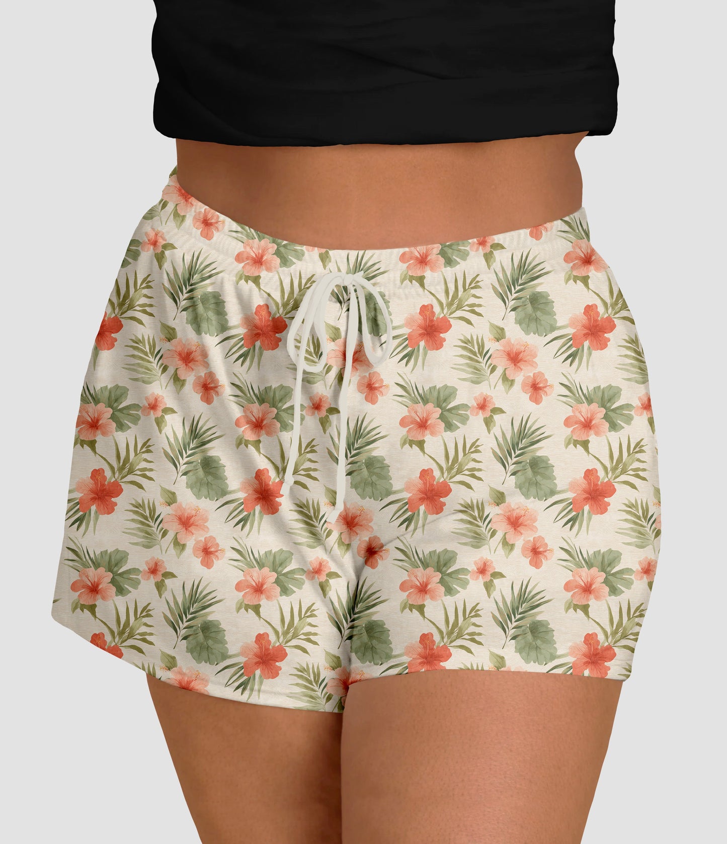 RTS - Coastal Hibiscus Jogger Shorts with Pockets