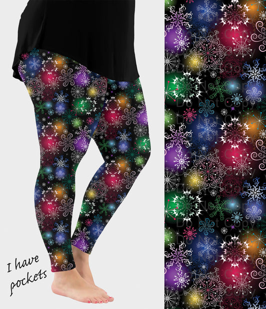 RTS - Colorful Snowflakes Leggings w/ Pockets