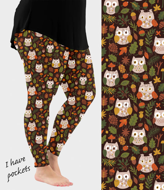 RTS - Cute Autumn Owls Leggings w/ Pockets