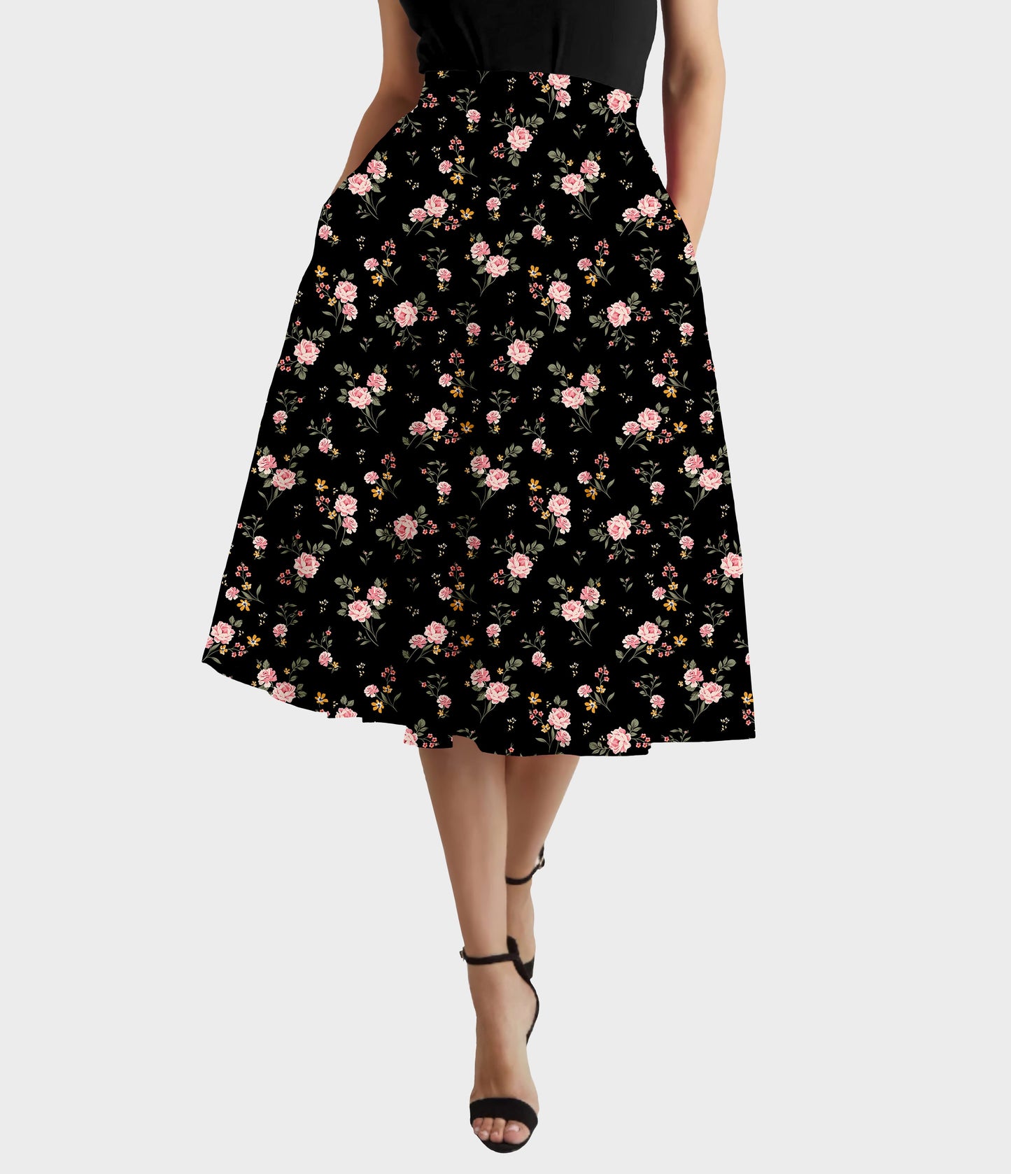 RTS - Dainty Floral Swing Skirt w/ Pockets