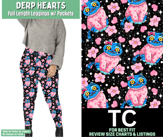 Derp Hearts Full Length Leggings w/ Pockets