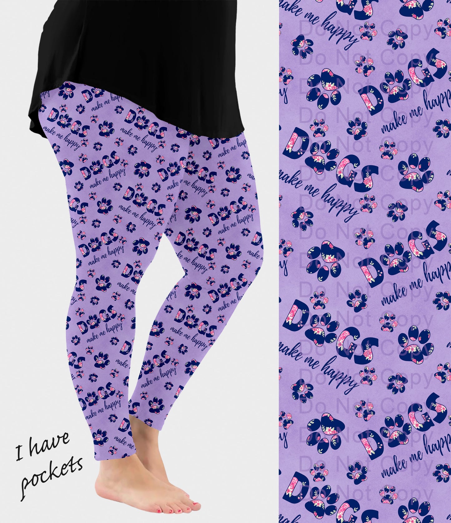 RTS - Dogs Make Me Happy Leggings w/ Pockets