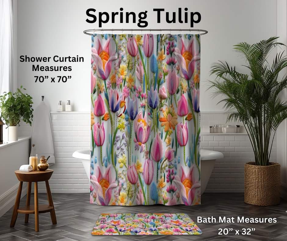 Spring Tulip Custom Shower Curtain and/or Bath Mat