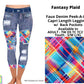 Fantasy Plaid Faux Denim Capris