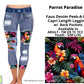 Parrot Paradise Faux Denim Capris