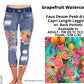 Grapefruit Watercolor Faux Denim Capris